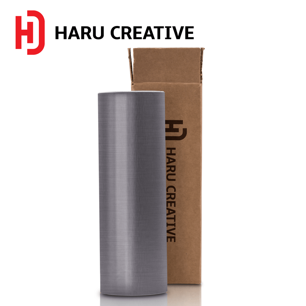 Grey Brushed Aluminum Vinyl Wrap - Adhesive Decal Film Sheet Roll - Haru Creative Brushed Aluminum