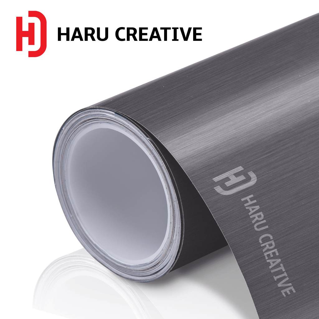 Grey Brushed Aluminum Vinyl Wrap - Adhesive Decal Film Sheet Roll - Haru Creative Brushed Aluminum
