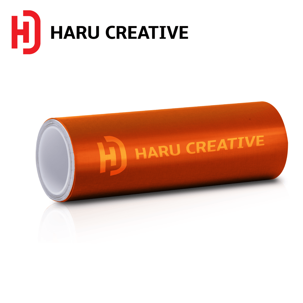 Orange Brushed Aluminum Vinyl Wrap - Adhesive Decal Film Sheet Roll - Haru Creative Brushed Aluminum