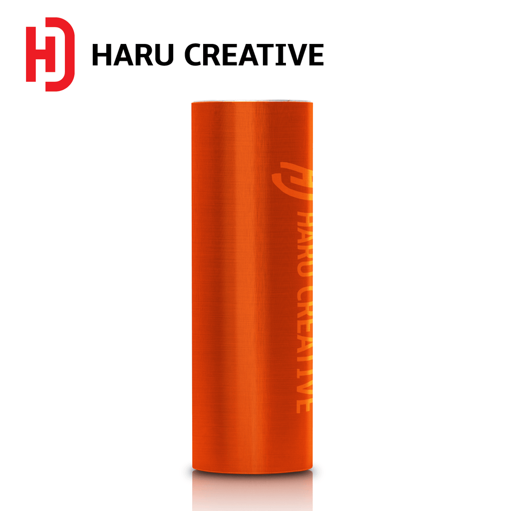 Orange Brushed Aluminum Vinyl Wrap - Adhesive Decal Film Sheet Roll - Haru Creative Brushed Aluminum