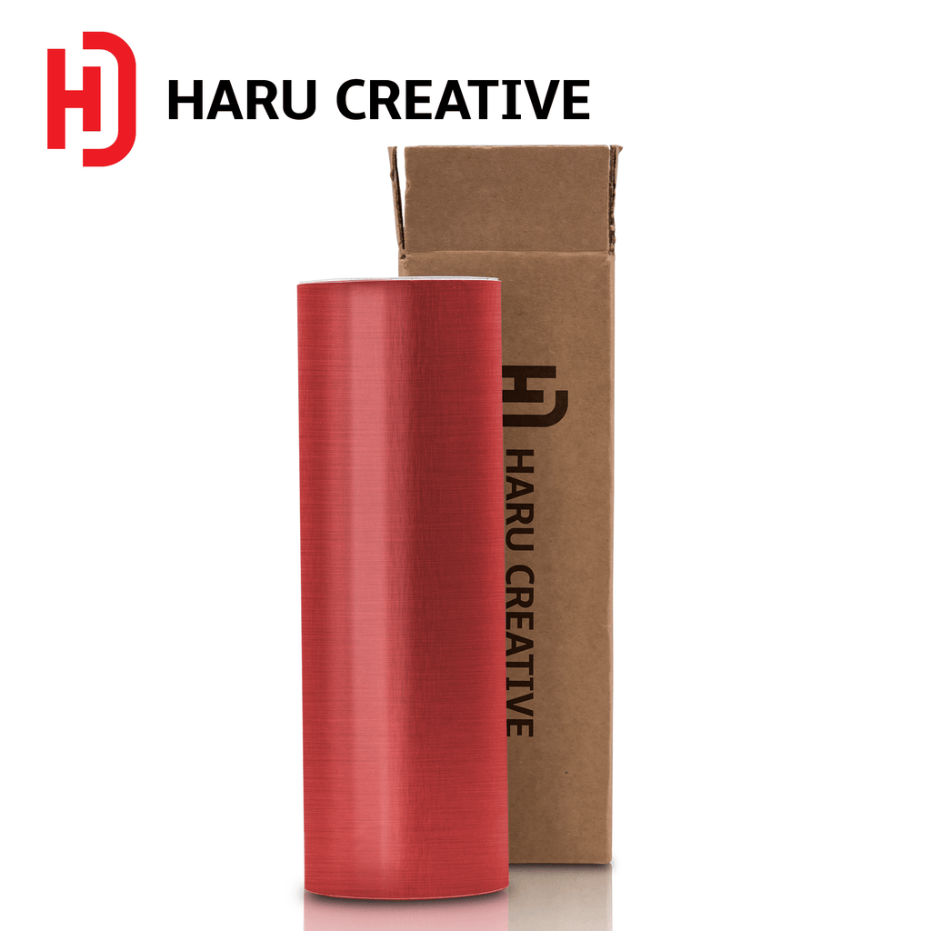 Red Brushed Aluminum Vinyl Wrap - Adhesive Decal Film Sheet Roll - Haru Creative Brushed Aluminum