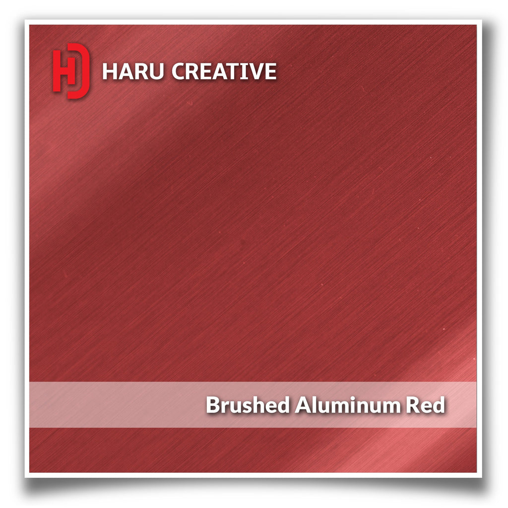 Red Brushed Aluminum Vinyl Wrap - Adhesive Decal Film Sheet Roll - Haru Creative Brushed Aluminum