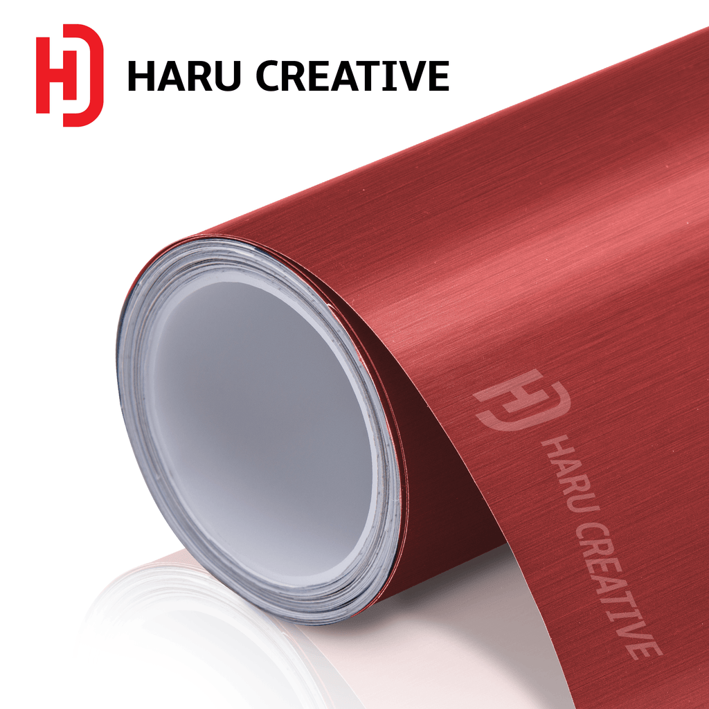 Red Brushed Aluminum Vinyl Wrap - Adhesive Decal Film Sheet Roll - Haru Creative Brushed Aluminum