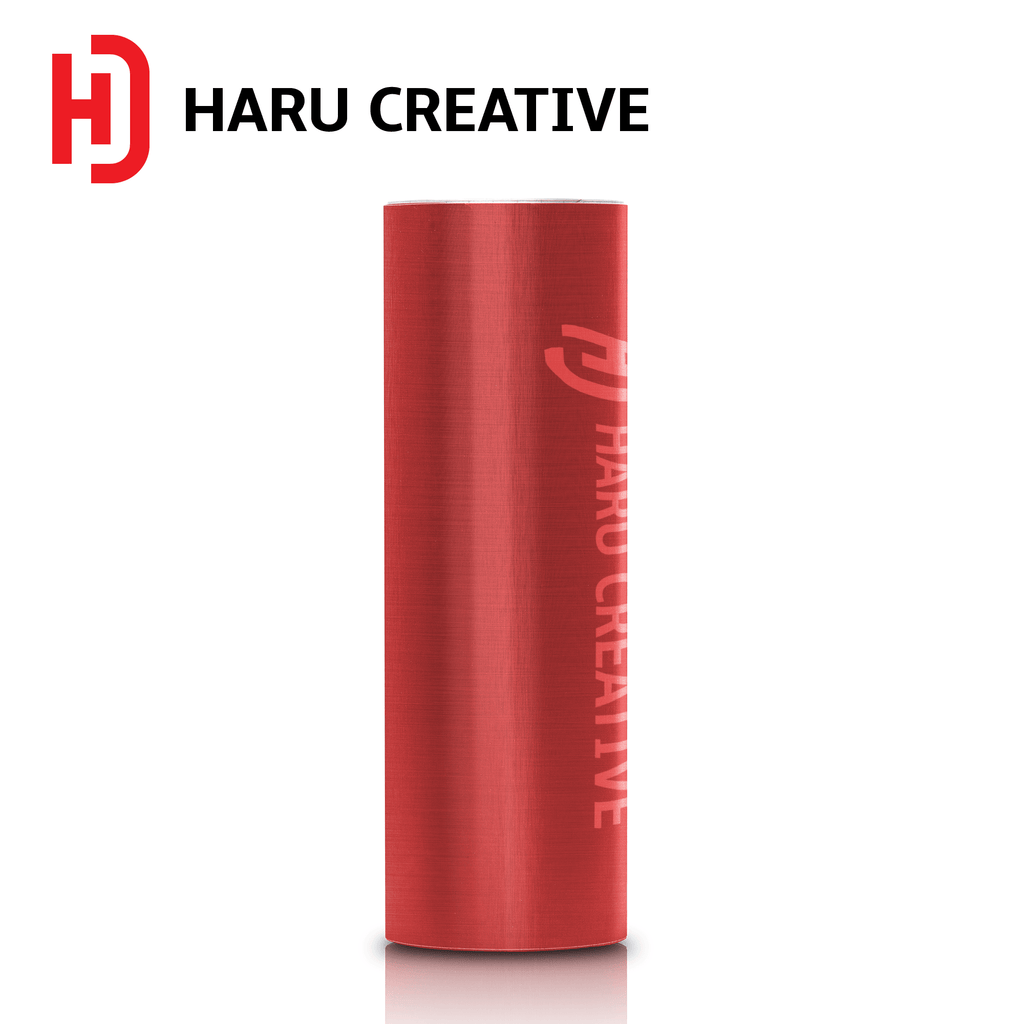 Red Brushed Aluminum Vinyl Wrap - Adhesive Decal Film Sheet Roll - Haru Creative Brushed Aluminum