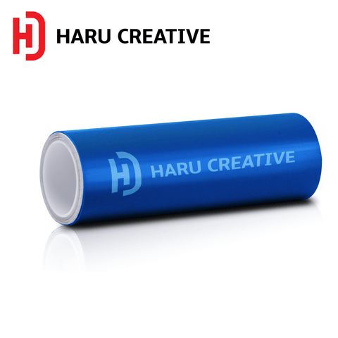 Satin Chrome Blue Brushed Aluminum Vinyl Wrap - Adhesive Decal Film Sheet Roll - Haru Creative Brushed Aluminum