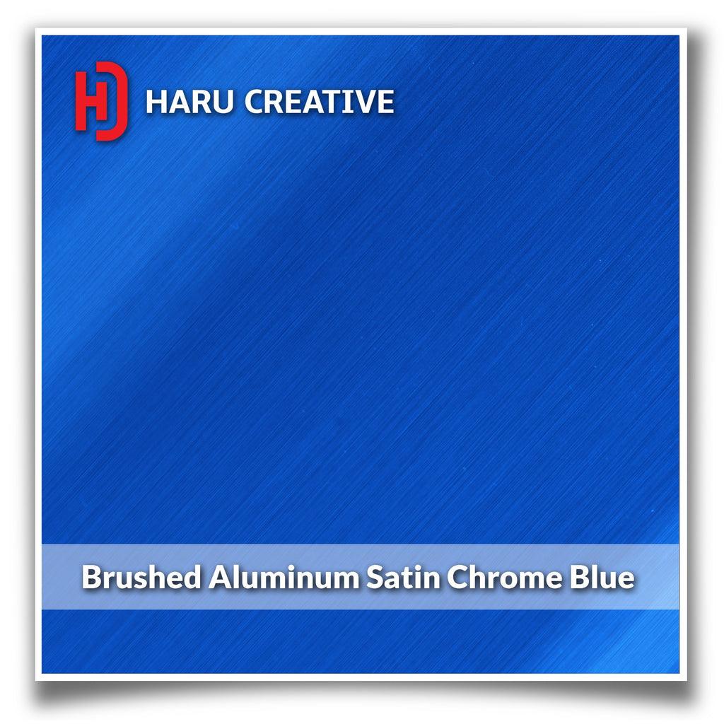 Satin Chrome Blue Brushed Aluminum Vinyl Wrap - Adhesive Decal Film Sheet Roll - Haru Creative Brushed Aluminum