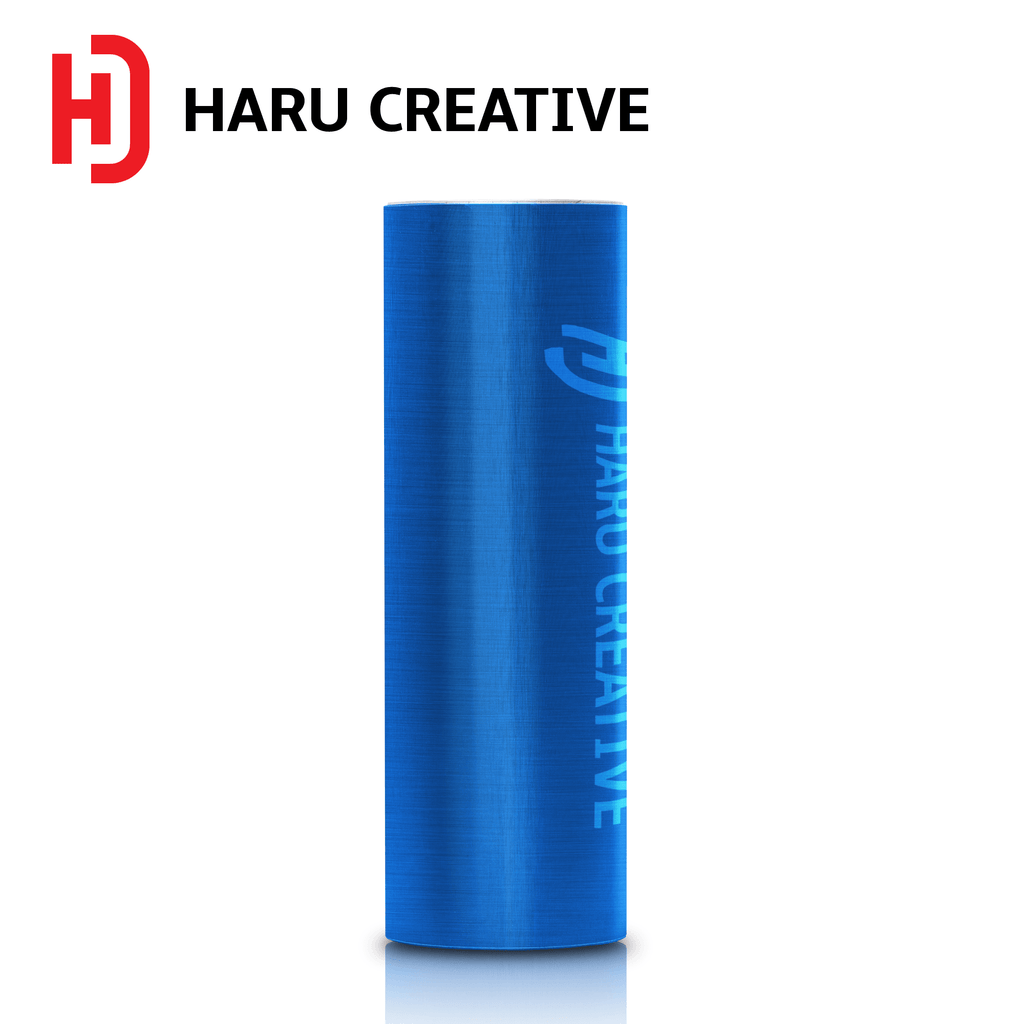 Satin Chrome Blue Brushed Aluminum Vinyl Wrap - Adhesive Decal Film Sheet Roll - Haru Creative Brushed Aluminum