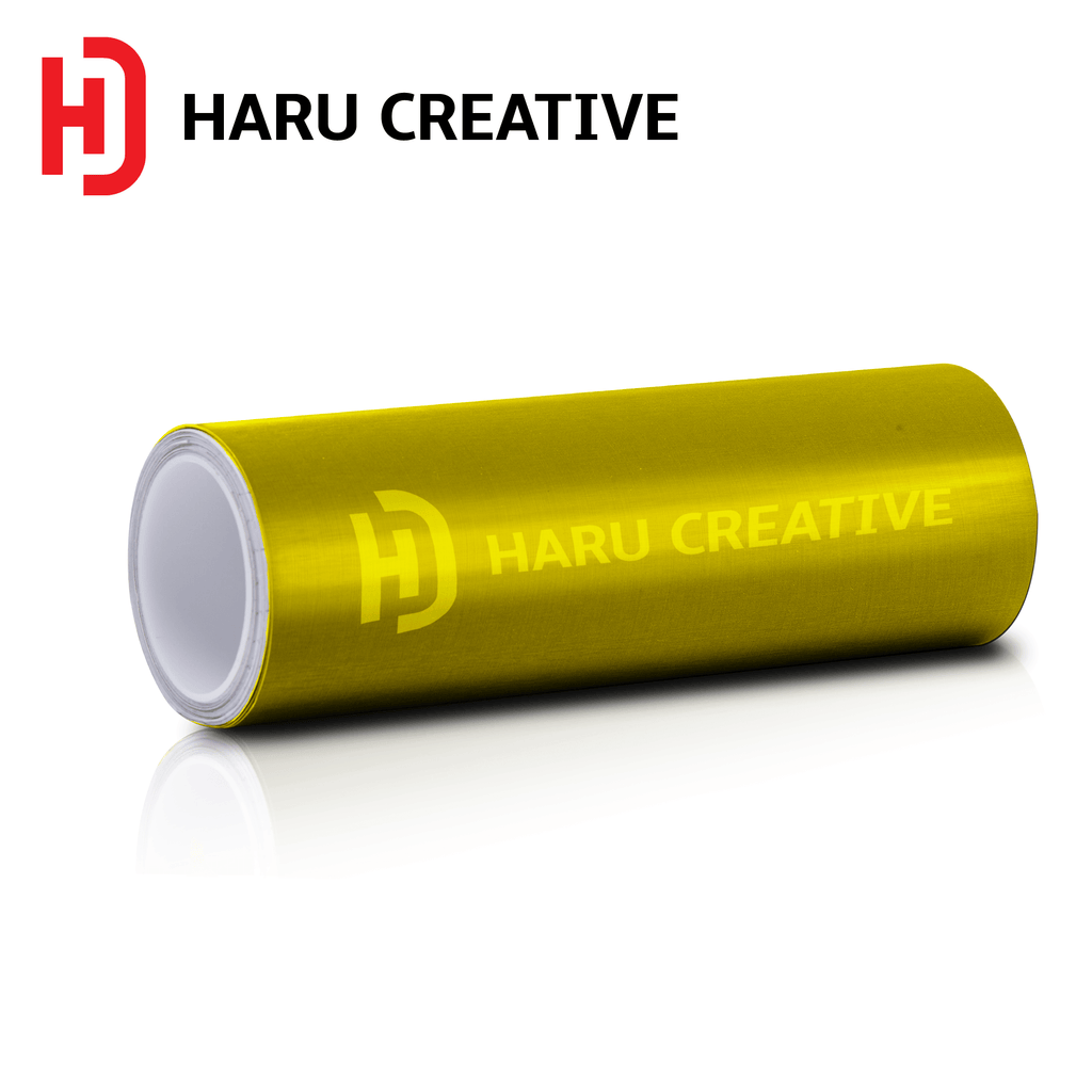 Yellow Brushed Aluminum Vinyl Wrap - Adhesive Decal Film Sheet Roll - Haru Creative Brushed Aluminum