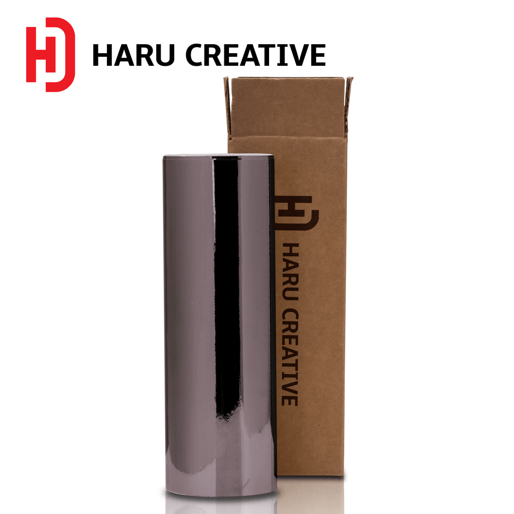 Dark Black Chrome Vinyl Wrap - Adhesive Decal Film Sheet Roll - Haru Creative Chrome