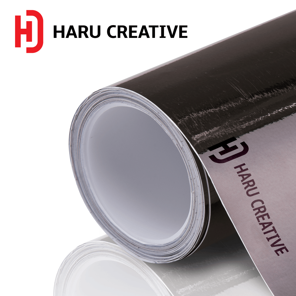 Dark Black Chrome Vinyl Wrap - Adhesive Decal Film Sheet Roll - Haru Creative Chrome