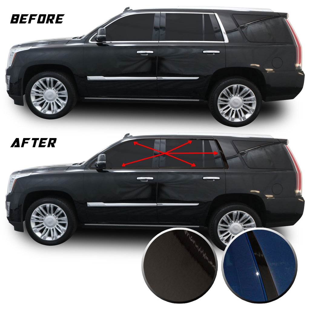 Window Trim Chrome Delete Blackout Vinyl Overlay Wrap Kit Compatible with Cadillac Escalade 2015-2020