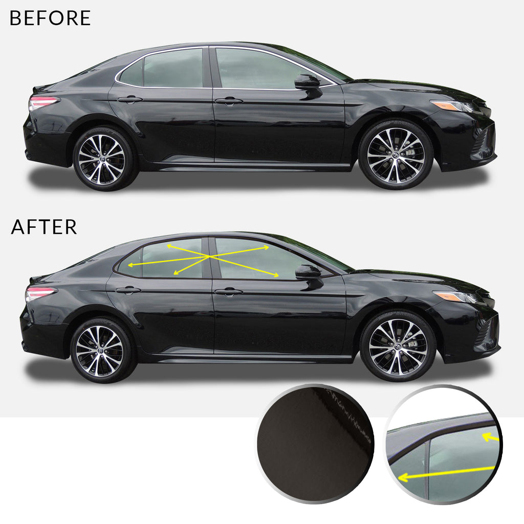 Window Trim Chrome Delete Overlay Vinyl Decal Kit Compatible with and Fits Toyota Camry 2018-2019
