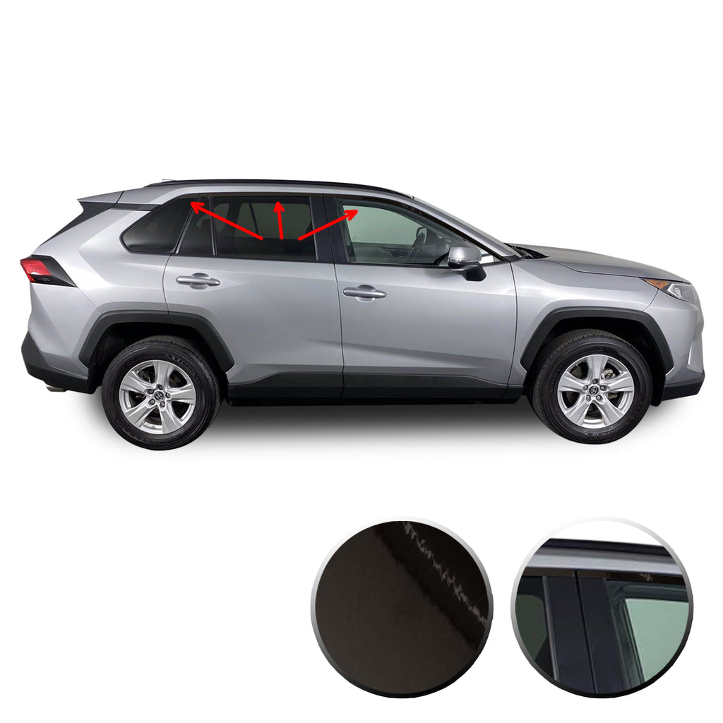Window Trim Chrome Delete Blackout Vinyl Overlay Kit Compatible with & Fits Toyota RAV4 2019 2020