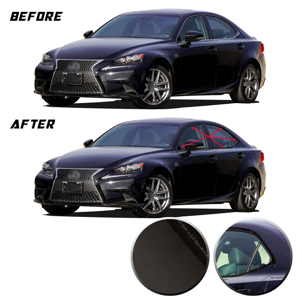 Window Trim Chrome Delete Blackout Precut Vinyl Wrap Overlay Kit Compatible with and Fits Lexus IS350 IS200t 2014-2020