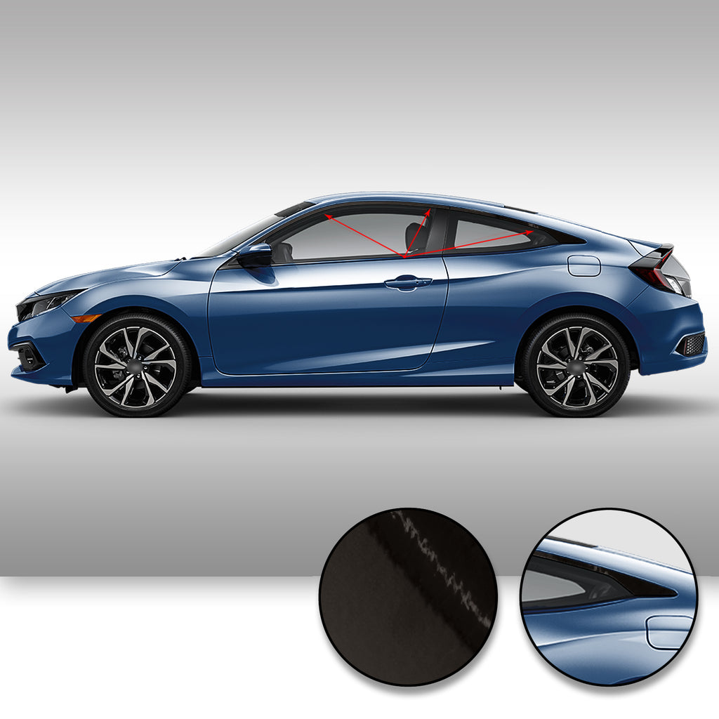 Window Trim Chrome Delete Vinyl Kit Compatible with and Fits Civic Coupe 2016-2019 - Black