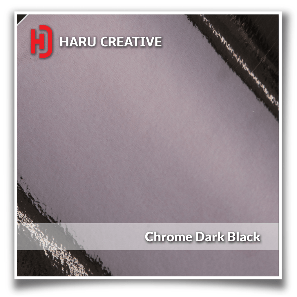 Dark Black Chrome Vinyl Wrap - Adhesive Decal Film Sheet Roll - Haru Creative Chrome