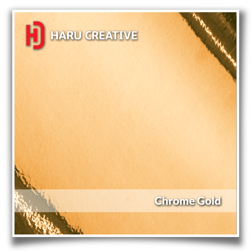 Gold Chrome Vinyl Wrap - Adhesive Decal Film Sheet Roll - Haru Creative Chrome