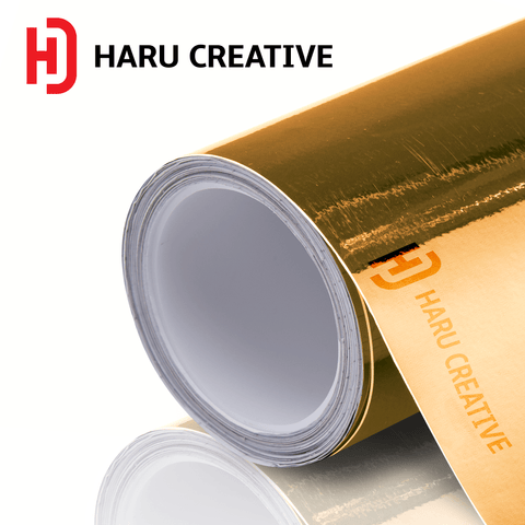 Gold Chrome Vinyl Wrap - Adhesive Decal Film Sheet Roll - Haru Creative Chrome