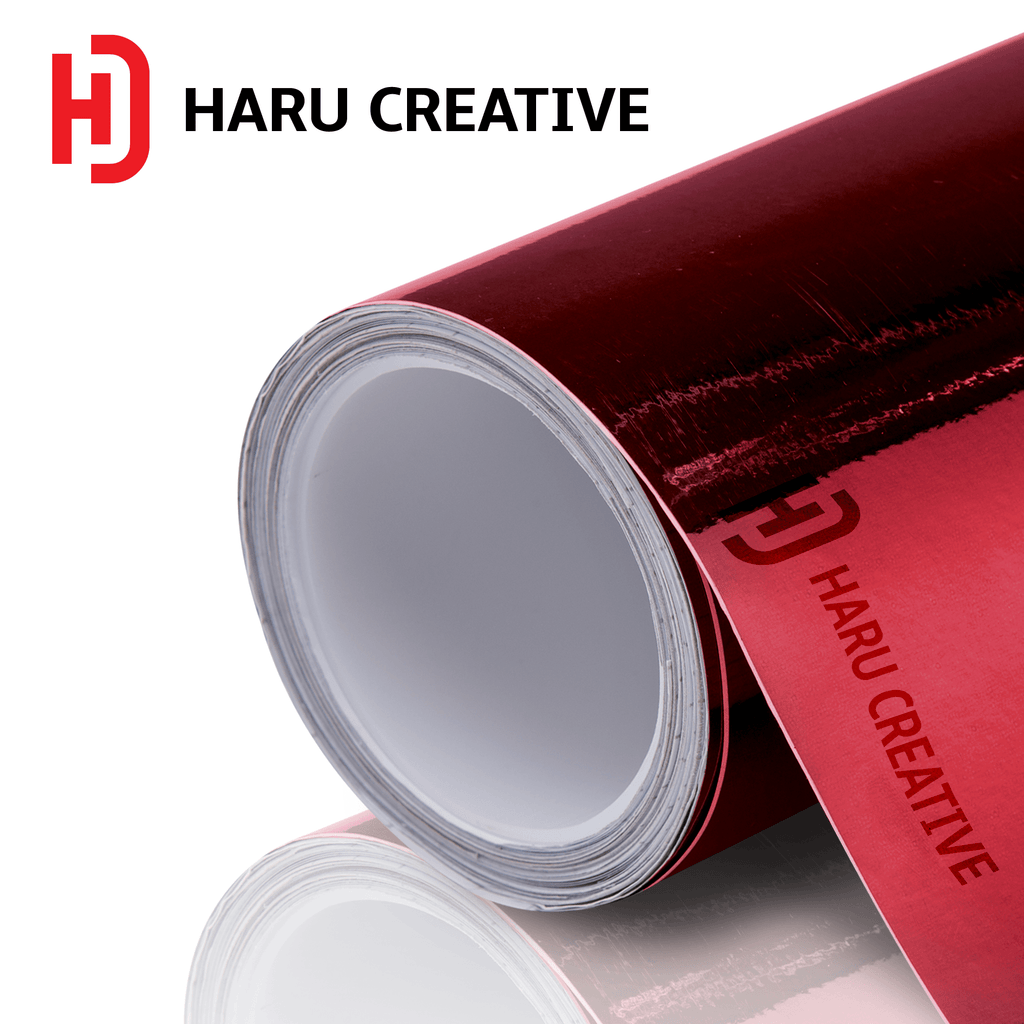 Red Chrome Vinyl Wrap - Adhesive Decal Film Sheet Roll - Haru Creative Chrome