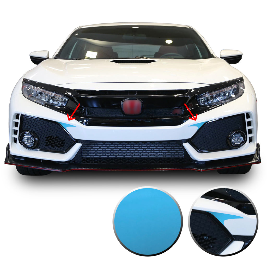 Front Bumper Fangs Accent Vinyl Decal Overlay Wrap Compatible with Honda Civic Sedan Coupe SI Hatchback Type R 2016-2020