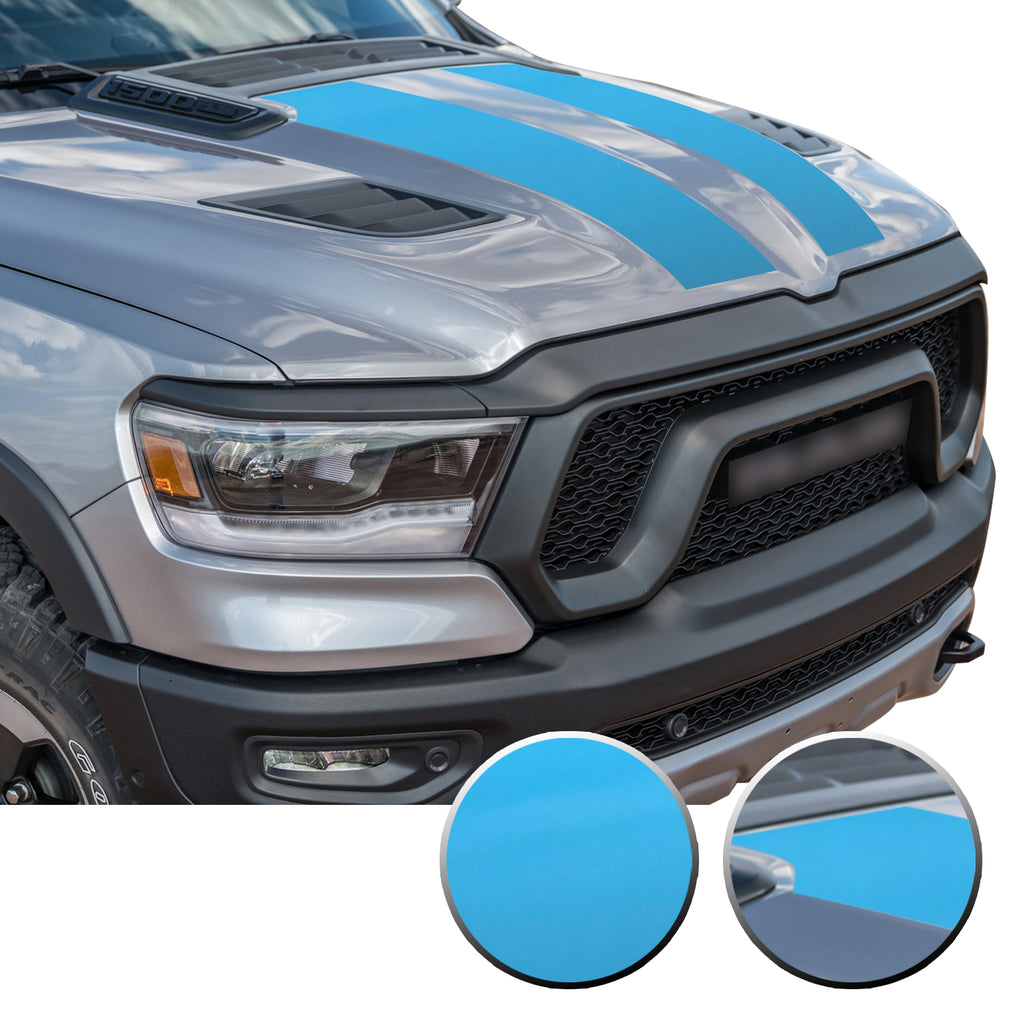 Solid Hood Scoop Decal Accent Overlay Precut Trim Compatible with and Fits Ram 1500 Rebel Crew Cab Quad Cab 2020