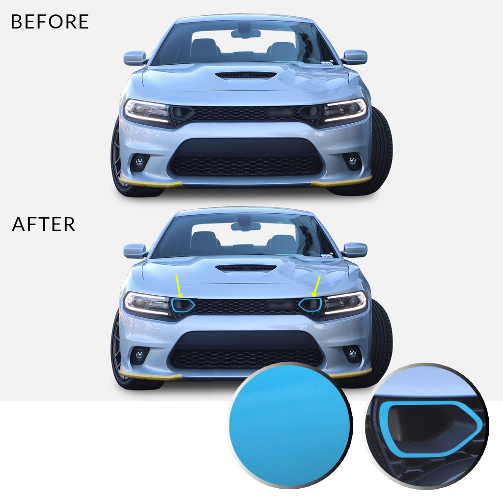 Front Bumper Upper Grille Bezel Overlay Wrap Vinyl Decal Compatible with and Fits Charger Scat Pack 2019