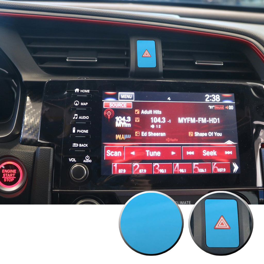 Hazard Warning Lights Button Switch Vinyl Decal Sticker Trim Overlay Compatible with Honda Civic 2016-2020