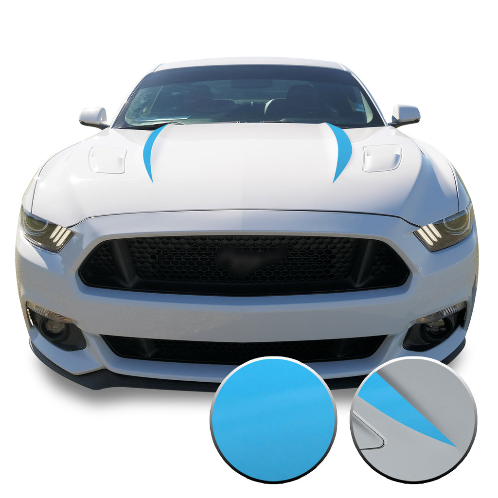 Hood Spears Stripes Vinyl Decal Overlay Wrap Trim Compatible with and Fits Mustang 2015-2017