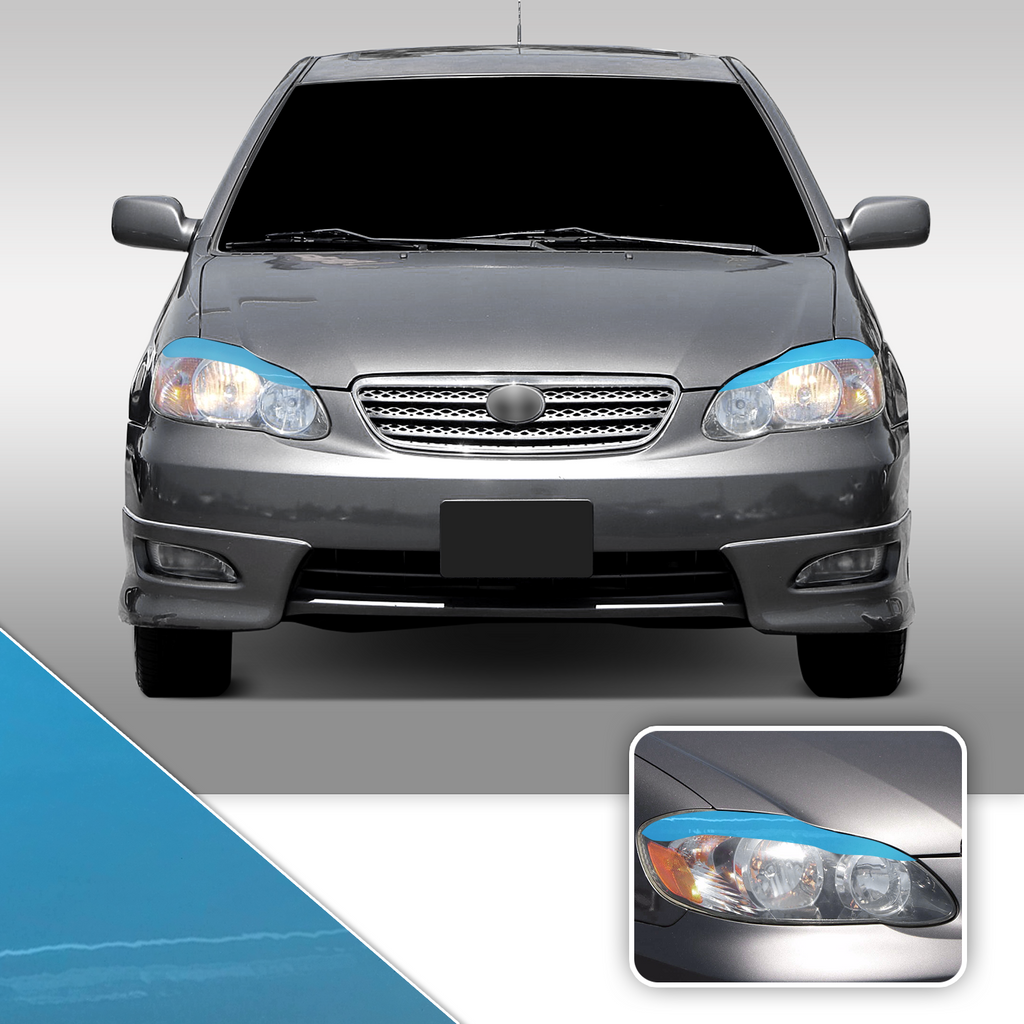 Headlight Eyelid Eyebrow Overlay Accent Pre Cut Vinyl Decal Wrap Compatible with Toyota Corolla 2003-2008