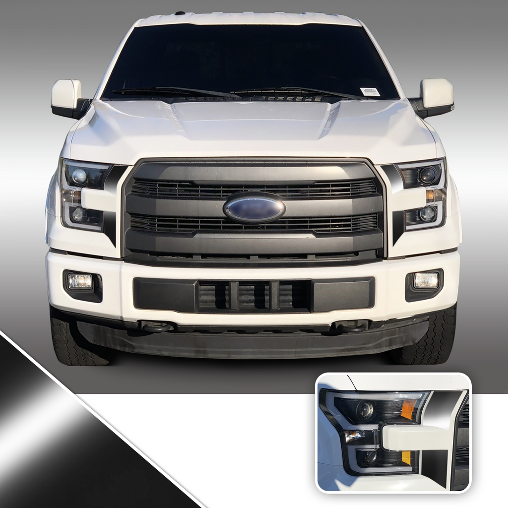 Headlight Front Accents Vinyl Decal Overlay Wrap Trim Compatible with and Fits F-150 2015-2017