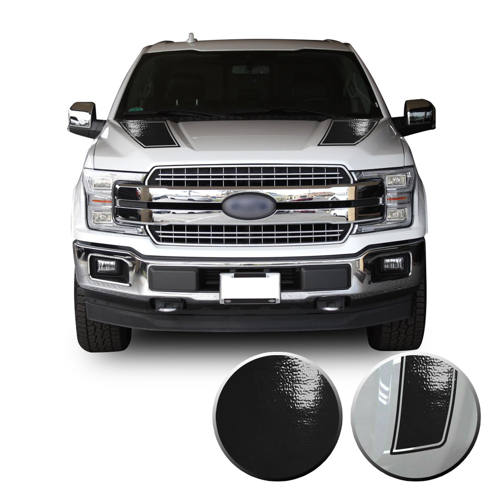 Front Outlined Hood Stripes Vinyl Graphic Decal Overlay Wrap Compatible with and Fits F-150 2015-2020
