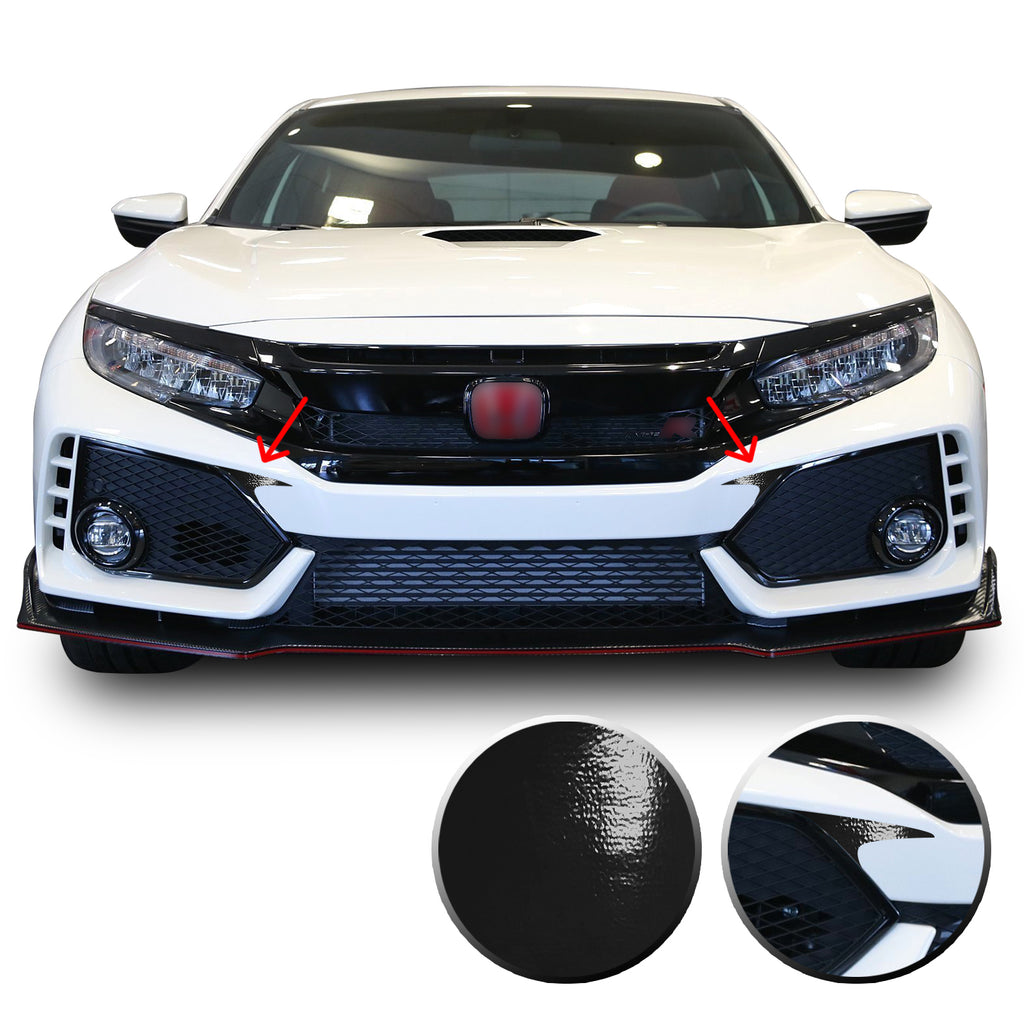Front Bumper Fangs Accent Vinyl Decal Overlay Wrap Compatible with Honda Civic Sedan Coupe SI Hatchback Type R 2016-2020