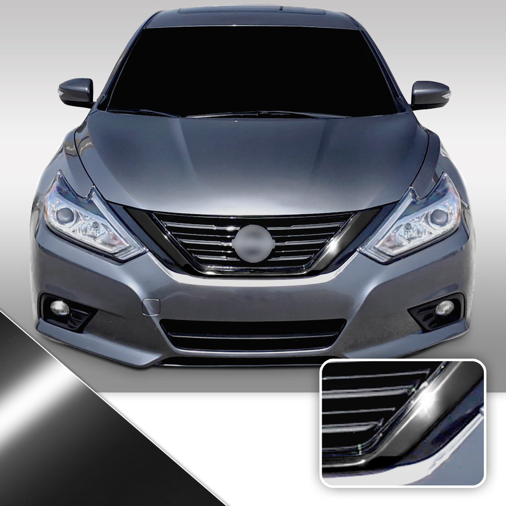 Front Grille Trim Chrome Delete Vinyl Wrap Overlay Kit Compatible with Nissan Altima 2016-2018