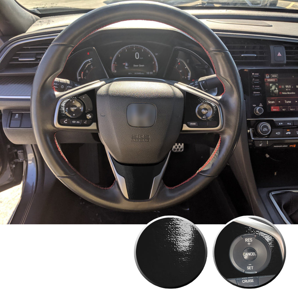 Steering Wheel Control Panel & Bottom Trim Vinyl Decal Overlay Accent Compatible with Honda Civic 2016-2020
