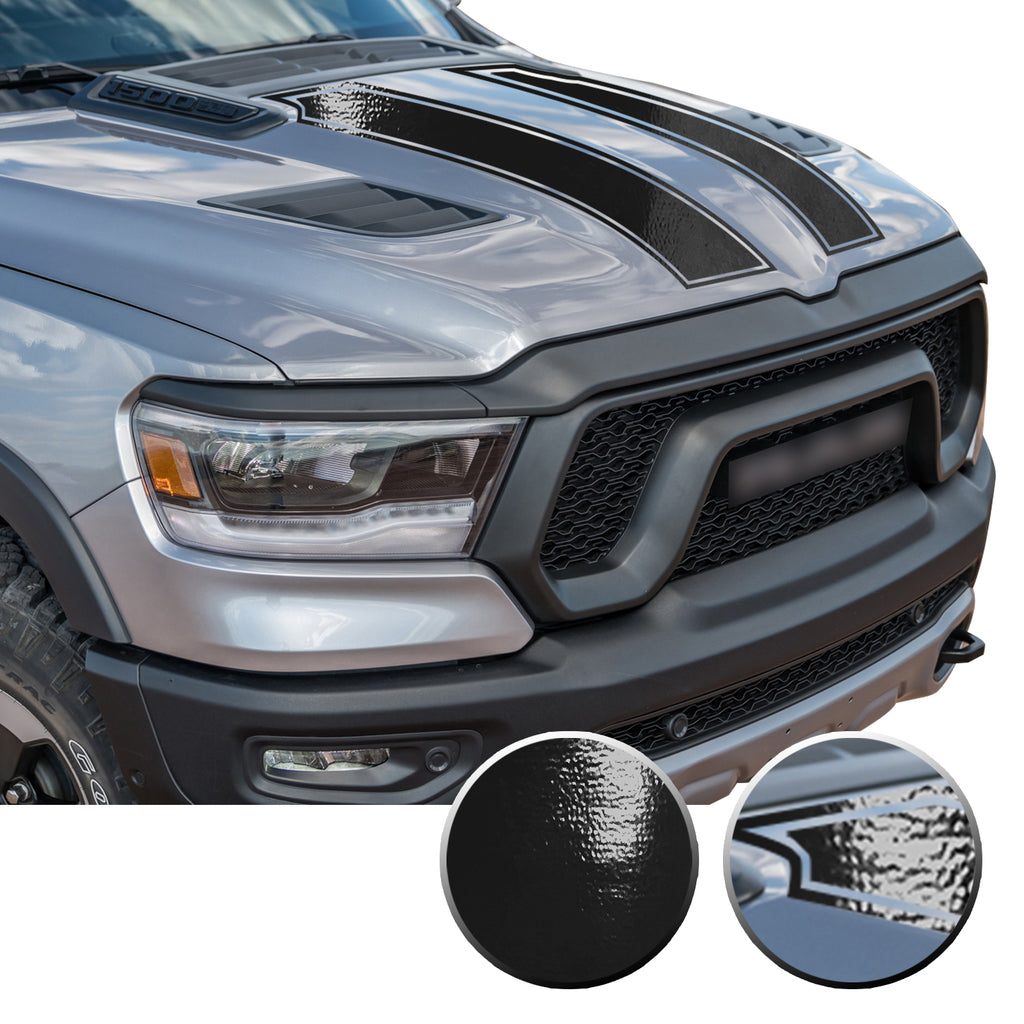 Outlined Hood Scoop Decal Accent Overlay Precut Trim Compatible with and Fits Ram 1500 Rebel Crew Cab Quad Cab 2020