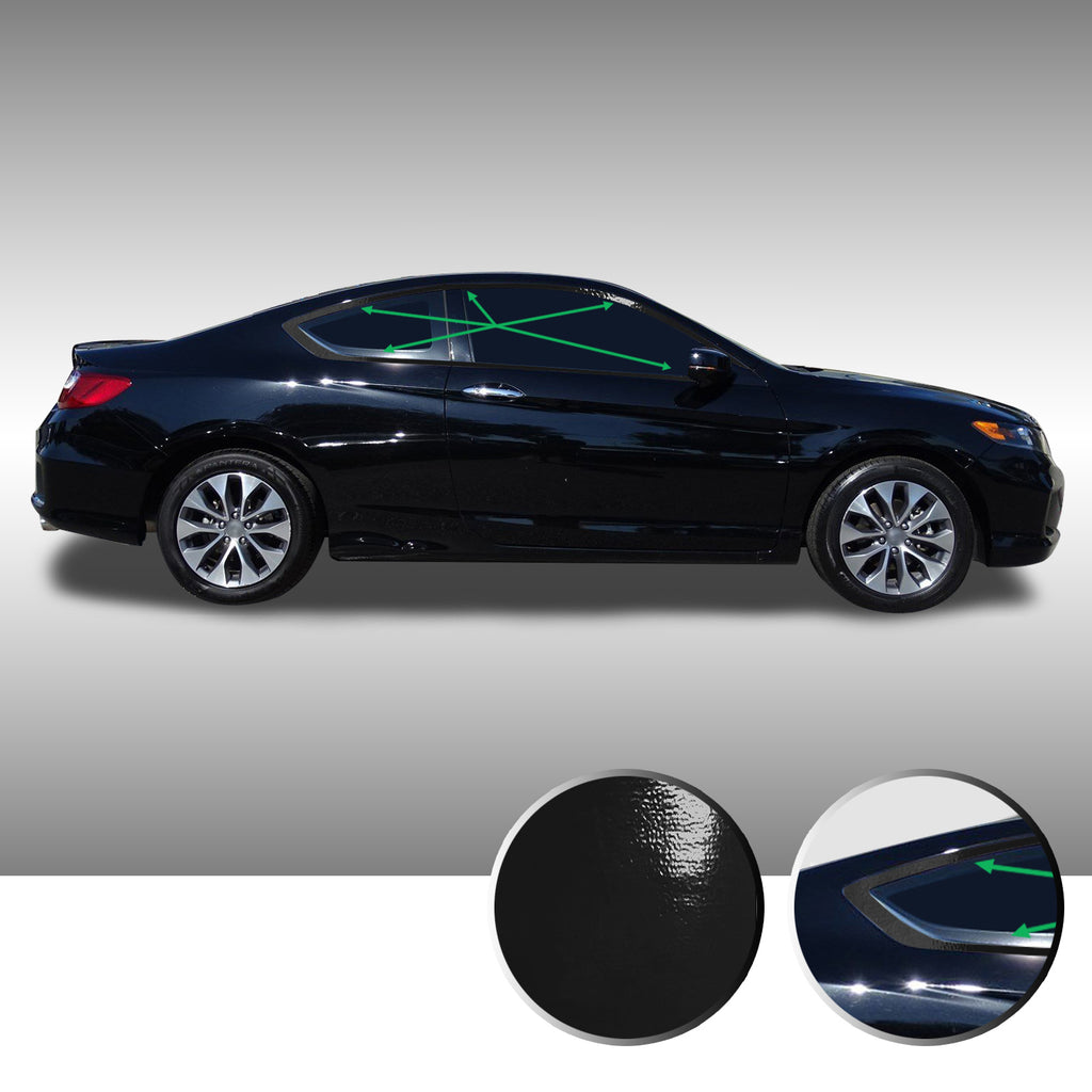 Window Trim Chrome Delete Vinyl Wrap Kit Compatible with and Fits Accord Coupe 2013-2017 - Black