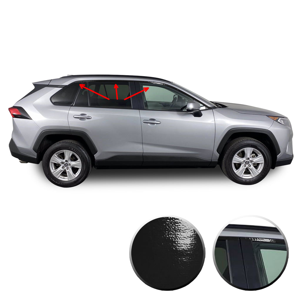 Window Trim Chrome Delete Blackout Vinyl Overlay Kit Compatible with & Fits Toyota RAV4 2019 2020