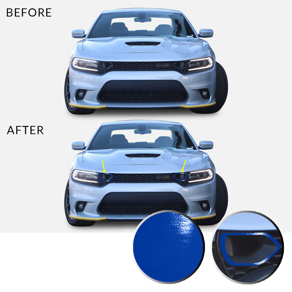 Front Bumper Upper Grille Bezel Overlay Wrap Vinyl Decal Compatible with and Fits Charger Scat Pack 2019
