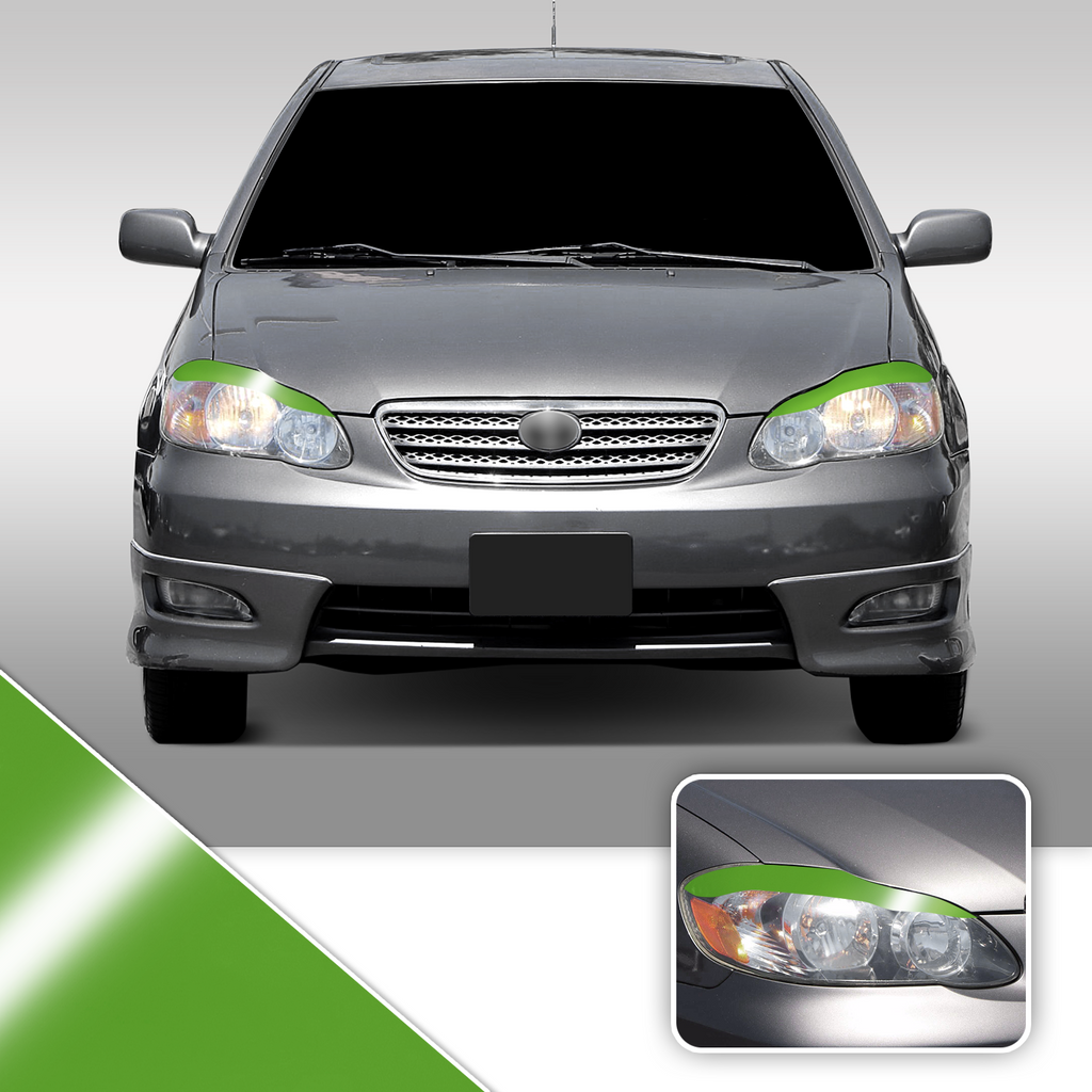 Headlight Eyelid Eyebrow Overlay Accent Pre Cut Vinyl Decal Wrap Compatible with Toyota Corolla 2003-2008