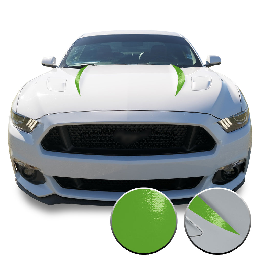 Hood Spears Stripes Vinyl Decal Overlay Wrap Trim Compatible with and Fits Mustang 2015-2017