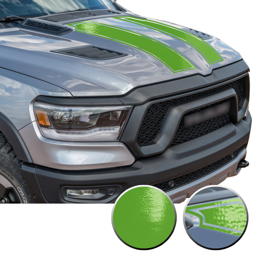 Outlined Hood Scoop Decal Accent Overlay Precut Trim Compatible with and Fits Ram 1500 Rebel Crew Cab Quad Cab 2020