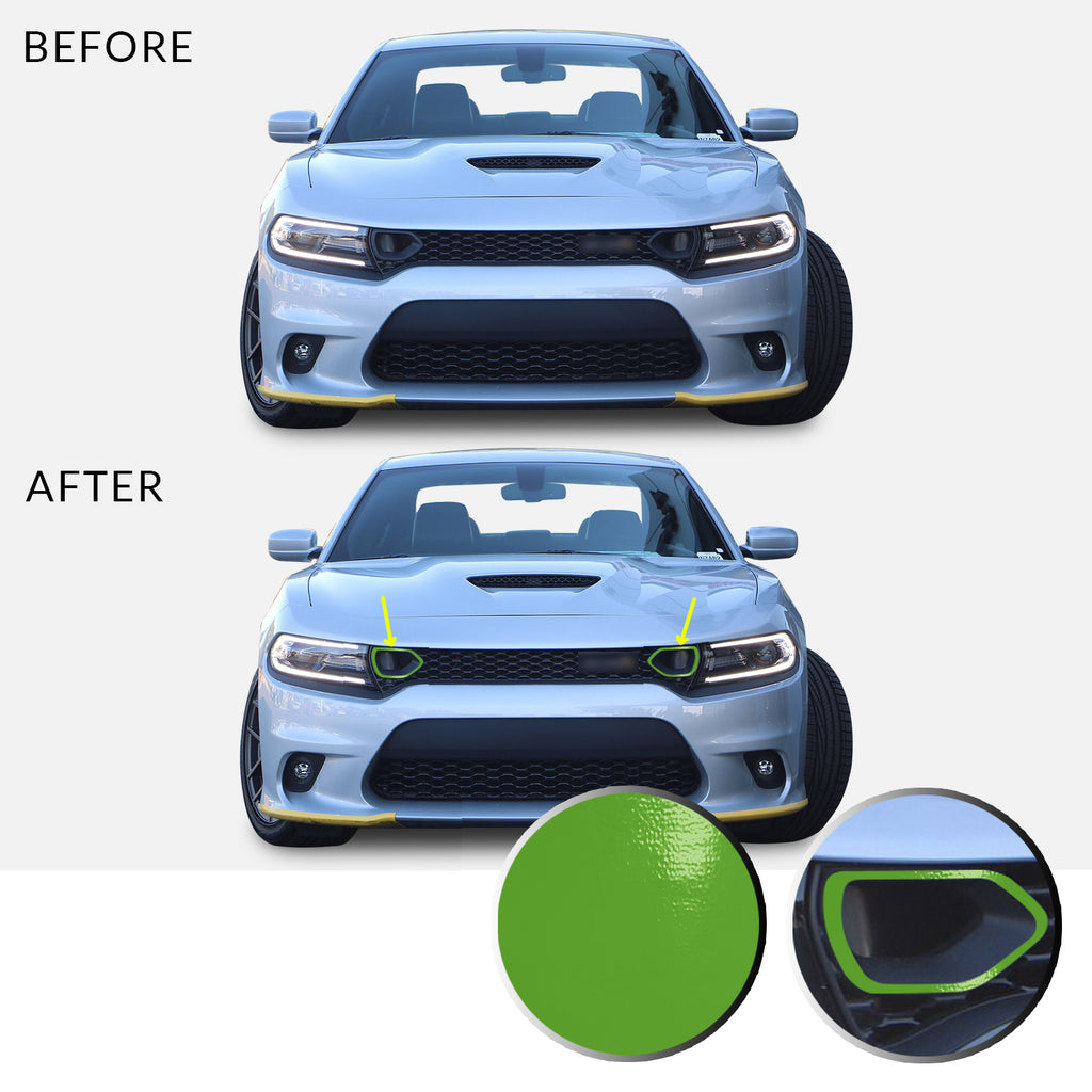 Front Bumper Upper Grille Bezel Overlay Wrap Vinyl Decal Compatible with and Fits Charger Scat Pack 2019