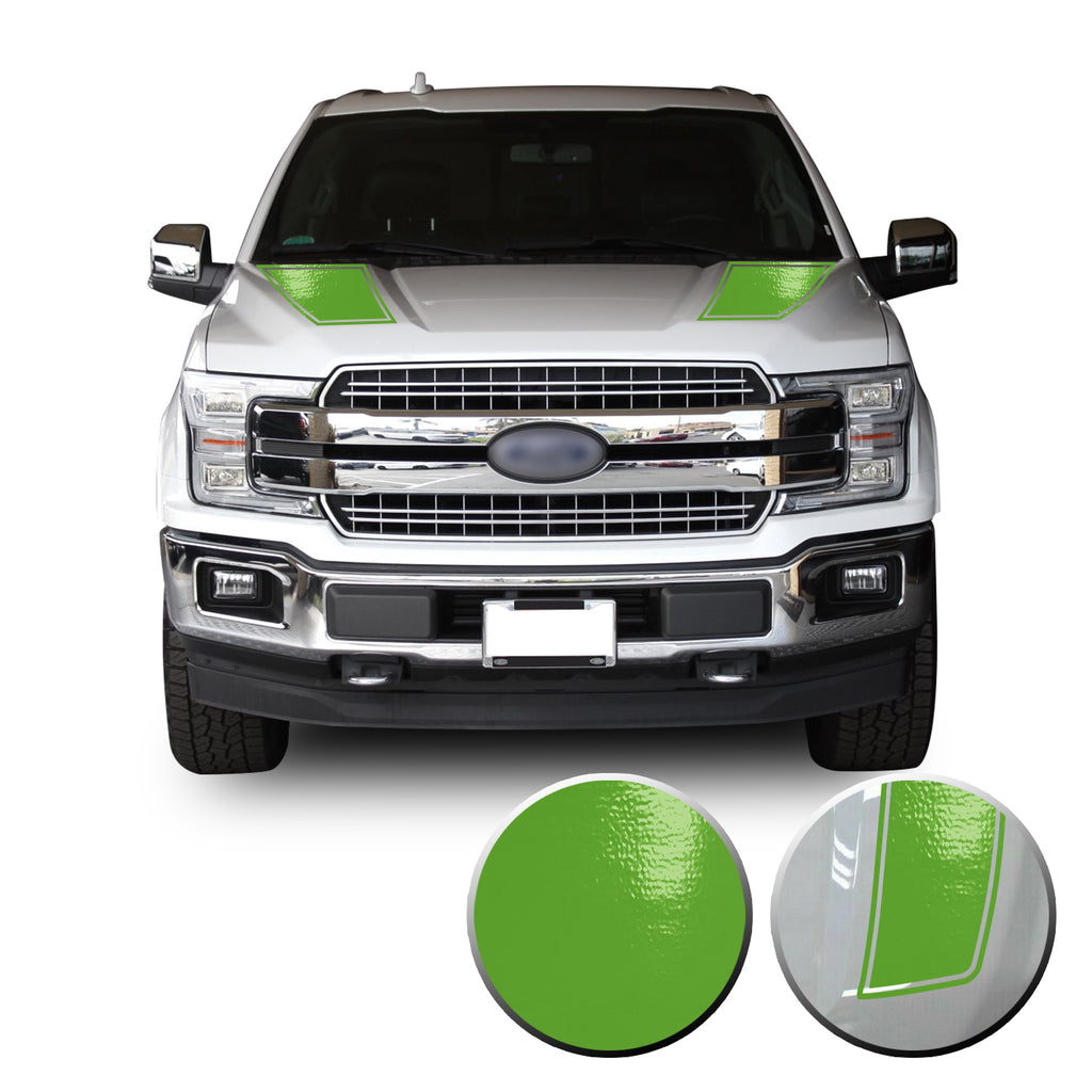 Front Outlined Hood Stripes Vinyl Graphic Decal Overlay Wrap Compatible with and Fits F-150 2015-2020