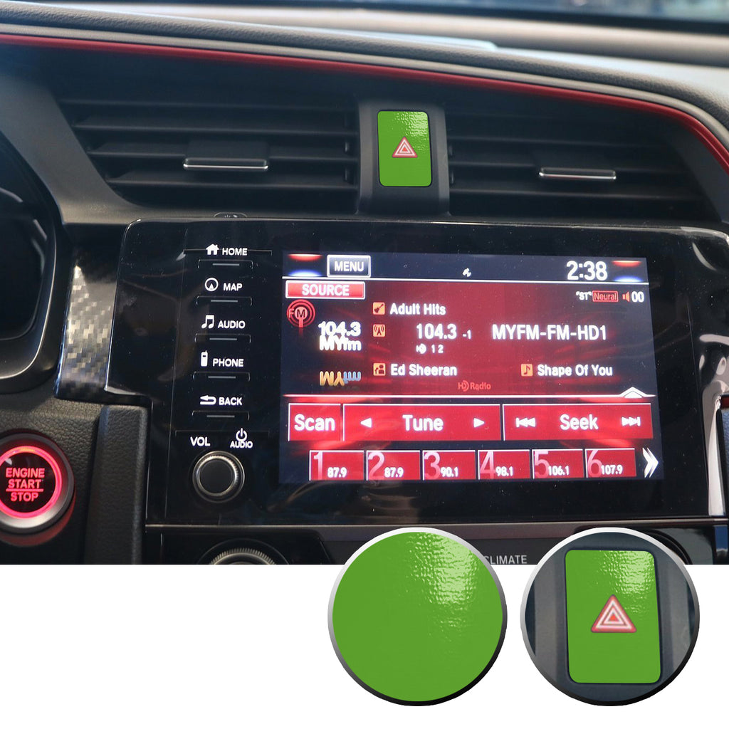 Hazard Warning Lights Button Switch Vinyl Decal Sticker Trim Overlay Compatible with Honda Civic 2016-2020
