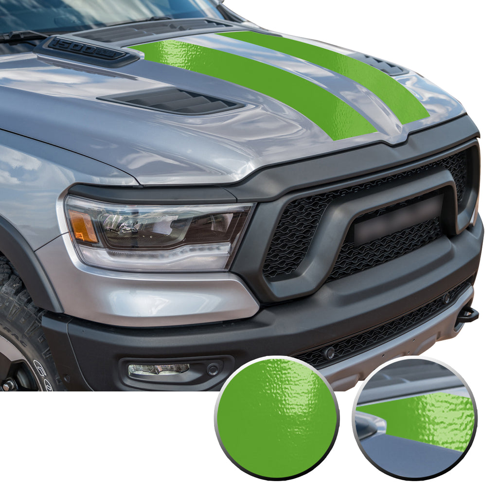 Solid Hood Scoop Decal Accent Overlay Precut Trim Compatible with and Fits Ram 1500 Rebel Crew Cab Quad Cab 2020