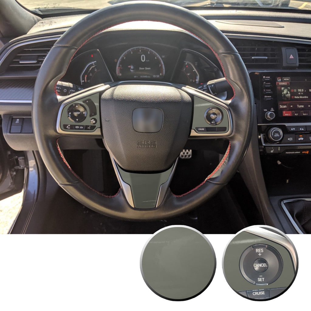 Steering Wheel Control Panel & Bottom Trim Vinyl Decal Overlay Accent Compatible with Honda Civic 2016-2020