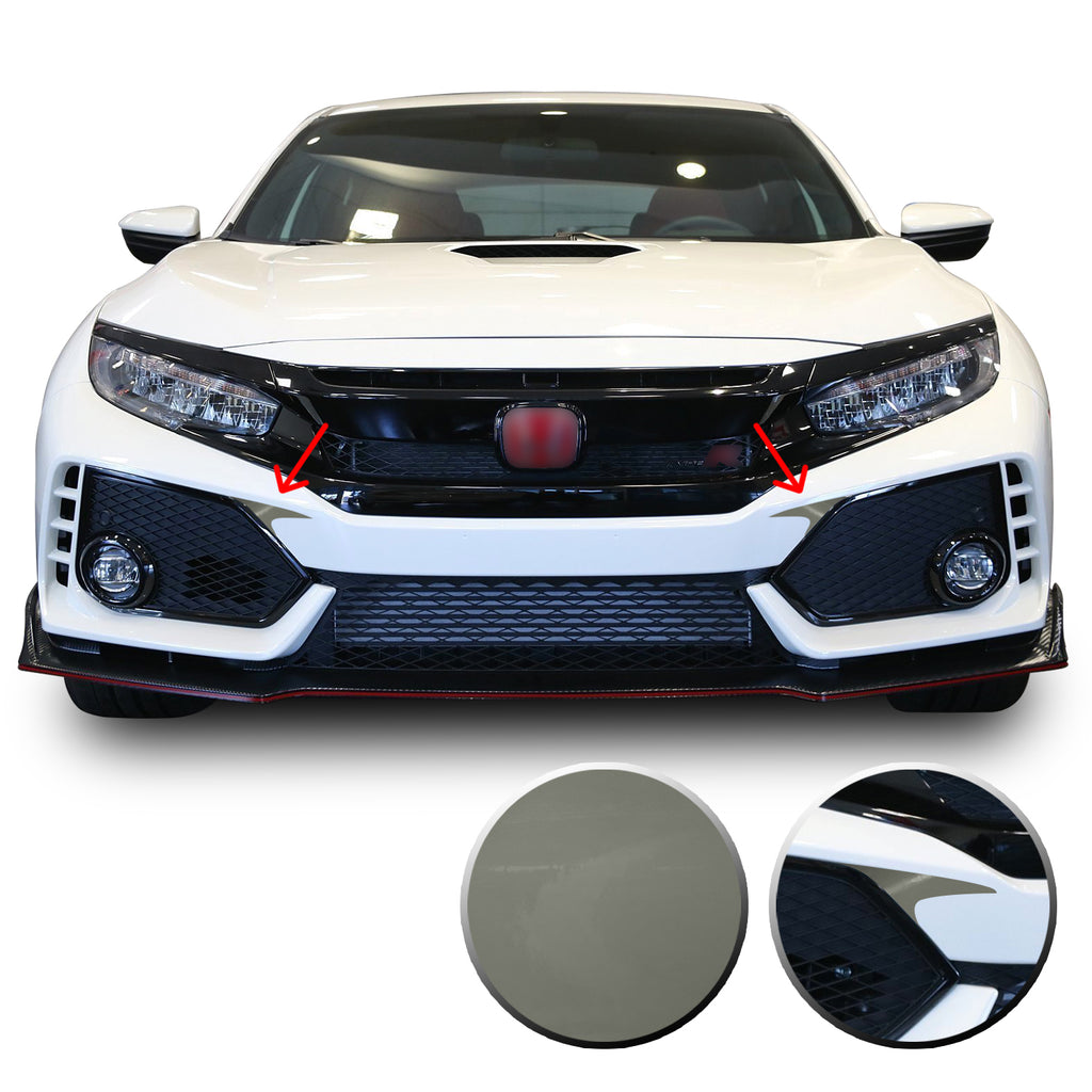Front Bumper Fangs Accent Vinyl Decal Overlay Wrap Compatible with Honda Civic Sedan Coupe SI Hatchback Type R 2016-2020