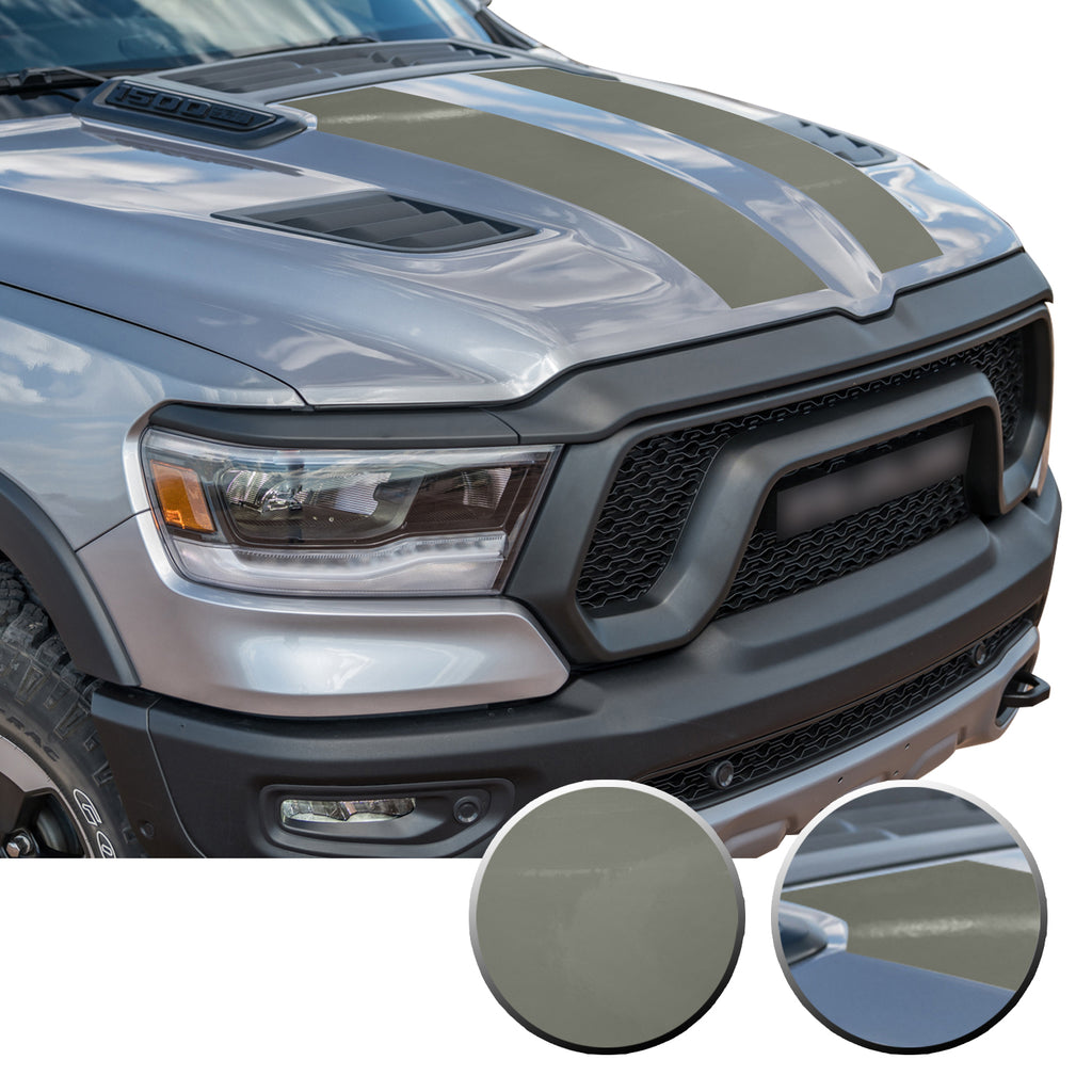 Solid Hood Scoop Decal Accent Overlay Precut Trim Compatible with and Fits Ram 1500 Rebel Crew Cab Quad Cab 2020