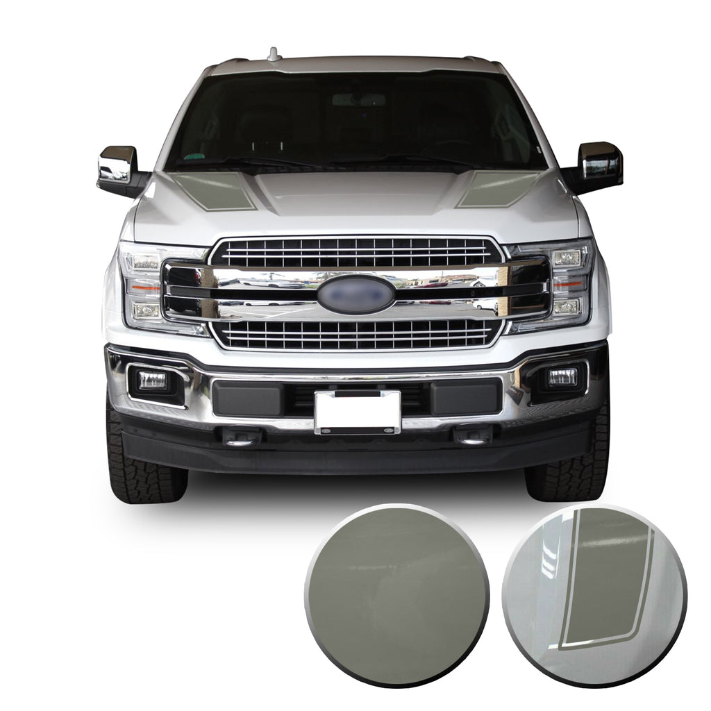 Front Outlined Hood Stripes Vinyl Graphic Decal Overlay Wrap Compatible with and Fits F-150 2015-2020