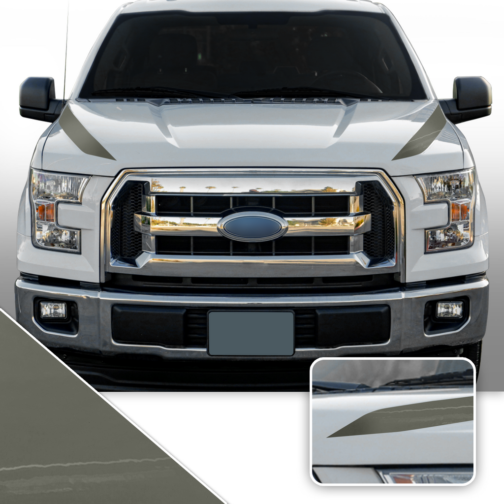 Outer Hood Spears Overlay Decal Trim Compatible with and Fits F150 + Raptor 2015-2020
